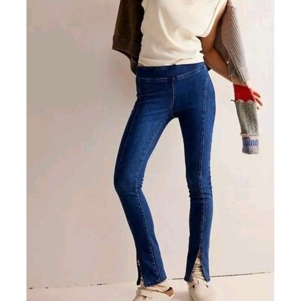 We The Free Dark Wash Denim‎ Jegging Pull On Pants XS Split Hem 26